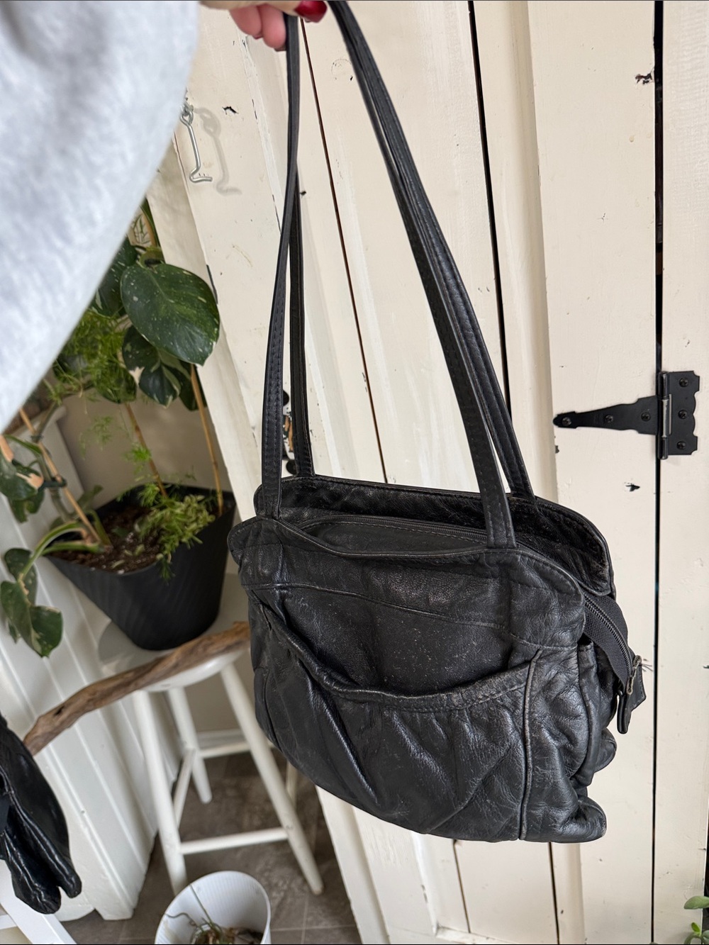 Lycus Fashions vintage 80s hobo Slouchy Black Leather Shoulder Bag